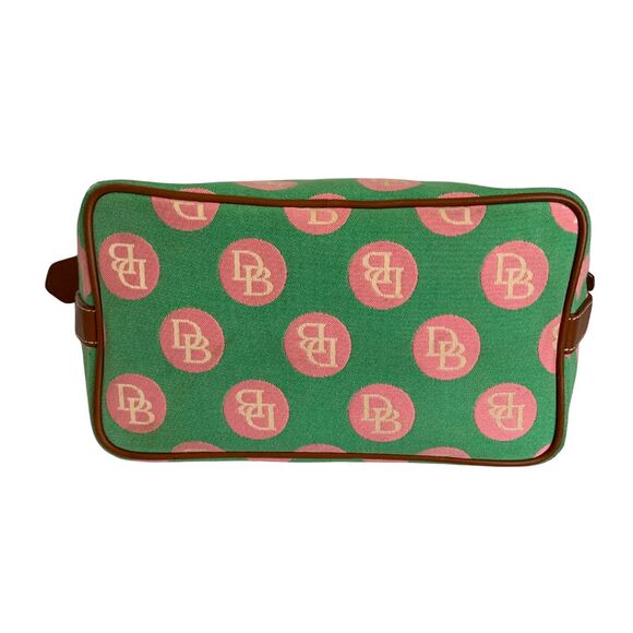 Dooney & Bourke Green and Pink Logo Polkadot Canvas Shoulder Bag - Picture 8 of 13